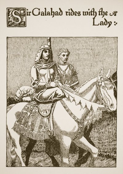 Sir Galahad rides with the Lady, illustration from 